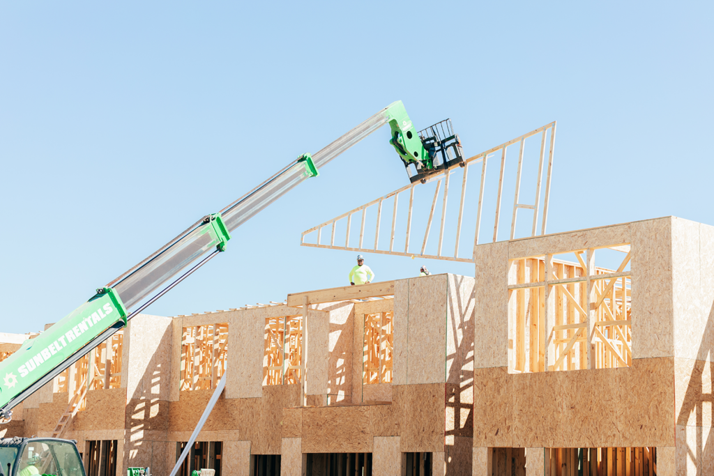 Roof being built